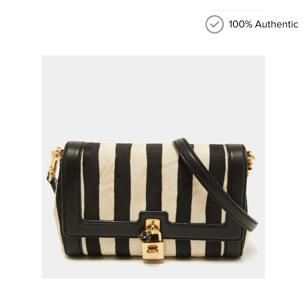 D&G Black and Cream Striped Shoulder Bag - Picture 13 of 14
